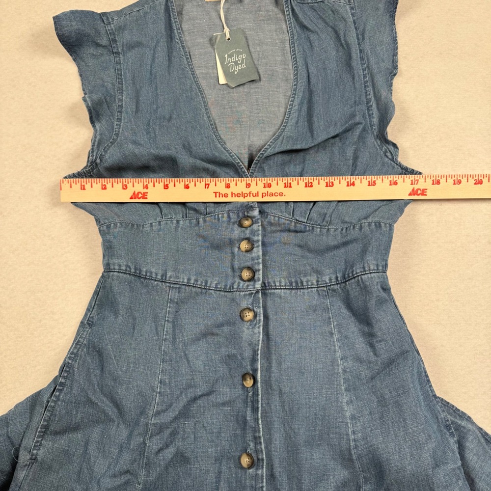 Marine Layer Camila Midi Dress Womens Medium Blue Indigo Linen New - Picture 6 of 12